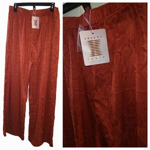 Savage X Fenty Rust Satin Snake-Texture Lounge Pants